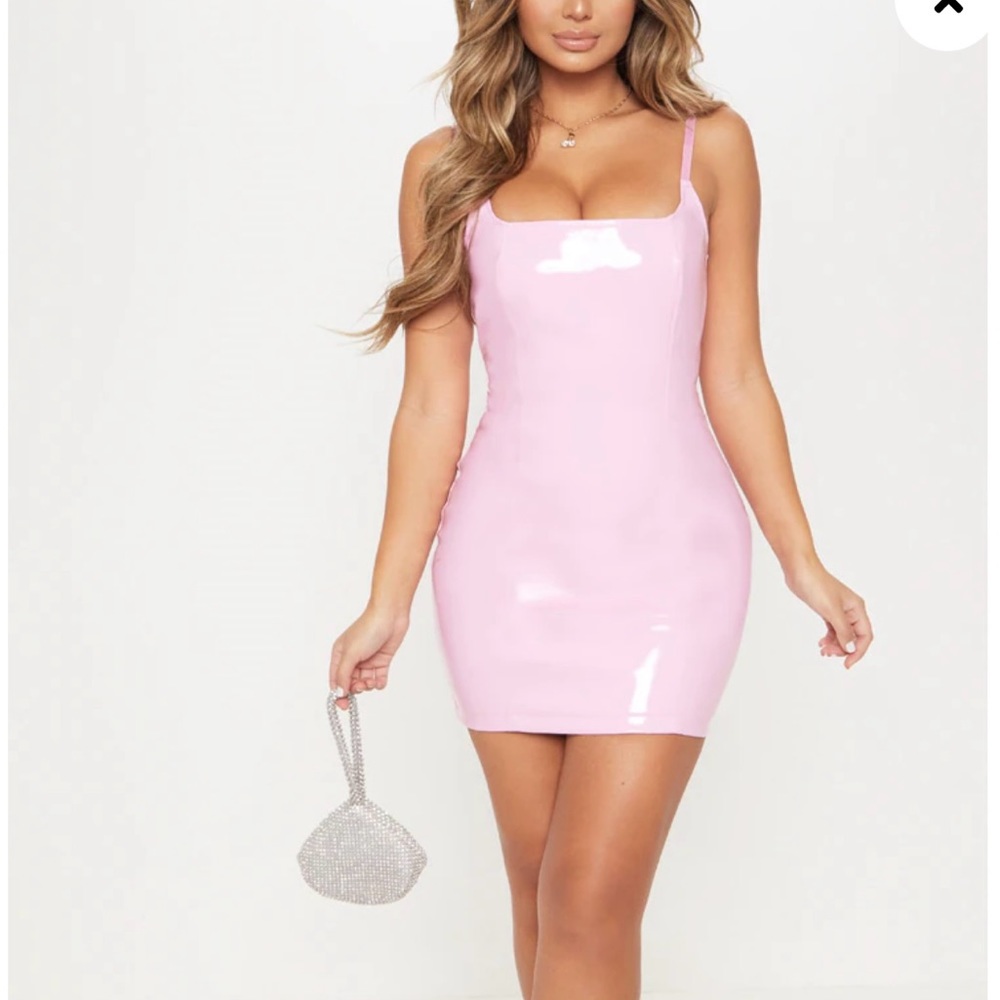PrettyLittleThing Pink Latex Mini Dress